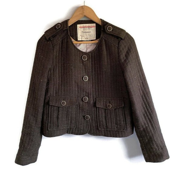 Anthropologie Cartonnier Brown Tweed Blazer Jacket - Picture 1 of 9